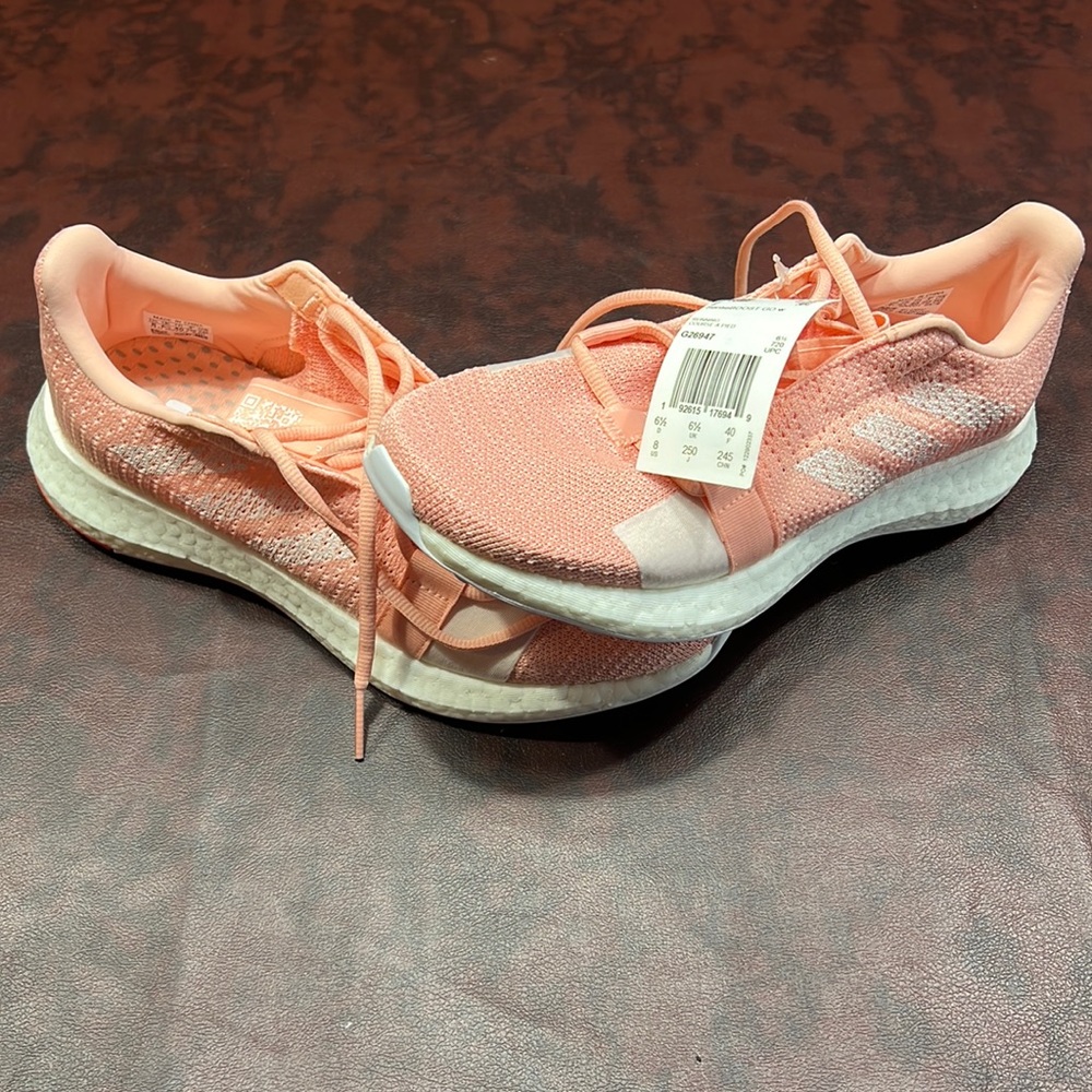 New Adidas Senseboost Go Running Shoes Womens Size 8 Pink/ Peach